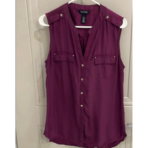 White House Black Market Silk Blouse Deep Purple Small - Picture 1 of 8